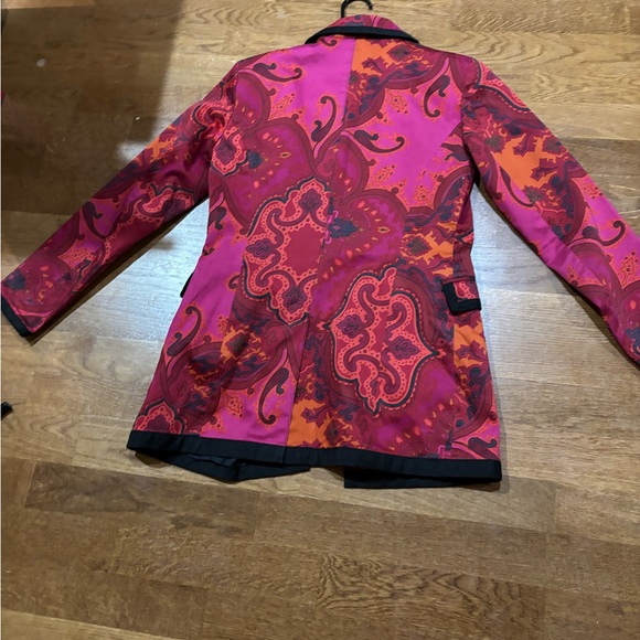 Transitions Paisley Jacket Women’s Sm– Magenta Orange Retro Y2K Statement Coat - Picture 3 of 9